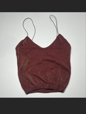 Free People Shimmery Wine Spaghetti Strap Cami
